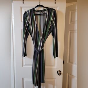 Ann Taylor Multicolor Striped Long Sleeve Dress